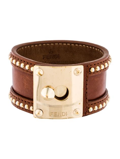 fendi leather bracelet with conical stud and ring|farfetch Fendi bracelet.